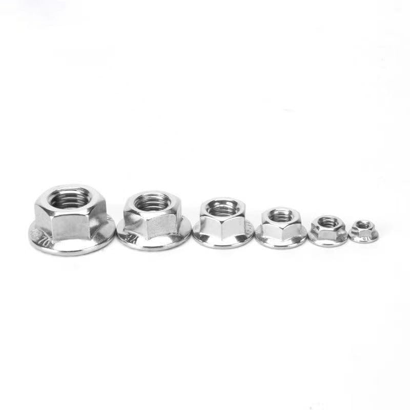 QBJFY M6-1 Serrated Flange Hex Nuts, M6 Hexagon Flange Nuts 304 Stainless Steel 18-8, Bright Finish, Full Thread,150Pcs - Image 3